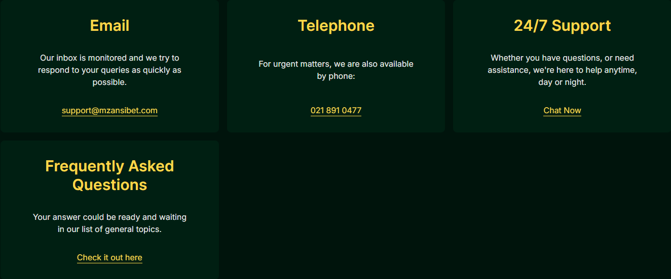 Mzansibet Contacts